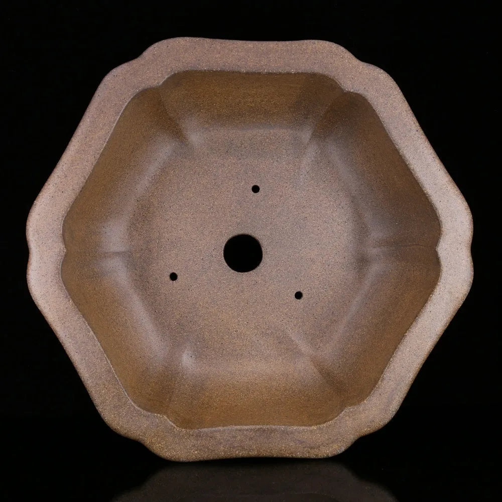 Handmade purple sand flower pot in hexagonal or begonia basin style for breathable planting