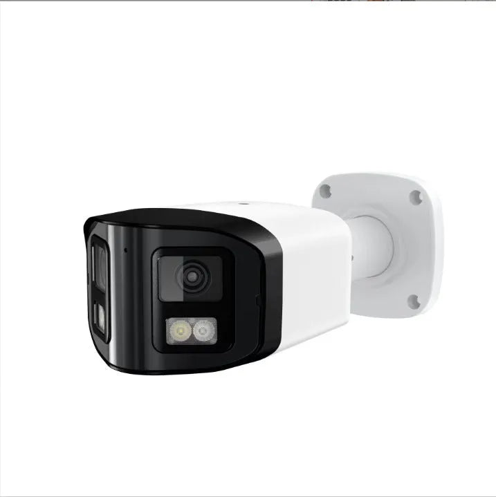 4MP dual-lens IP66 waterproof security camera with POE, dimensions 124x72x201mm.