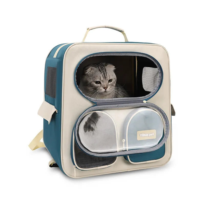 Foldable nylon pet trolley bag with pull rod, medium hard body, 18 capacity, solid colour