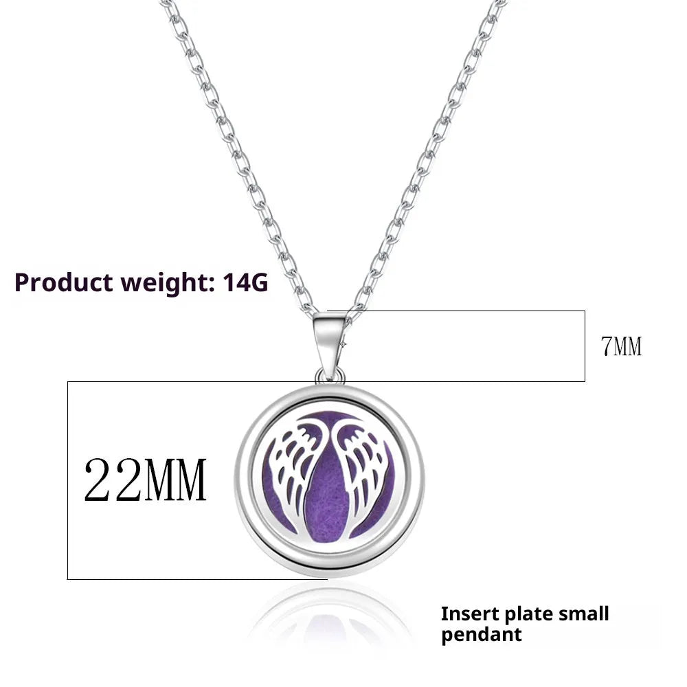 Round zinc alloy pendant diffuser necklace with snake bones chain and small insert pendant in 17, 20 or 23 style