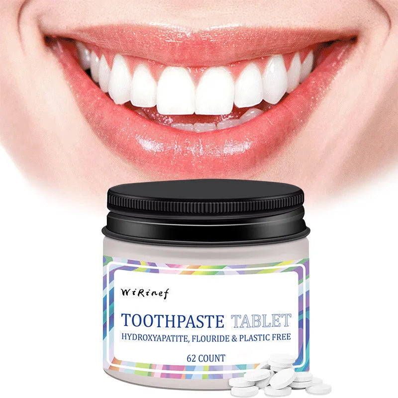 Portable toothpaste tablets in TP19 solid formulation, 62 pieces for travel dental hygiene
