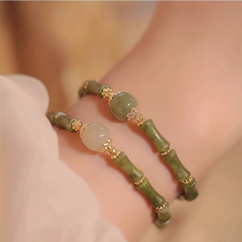 Hetian jade bracelet for women in dark green or light colour with geometric round design