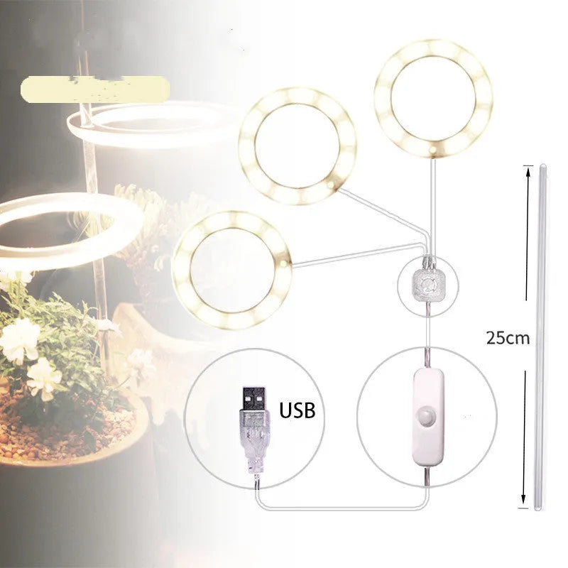 USB LED plant grow light with acrylic stick in pink white or sunshine yellow colour options.