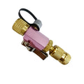 Metal vacuum valve core disassembly tool set showing black and pink styles for 1/4 and 5/16 tyre valves.
