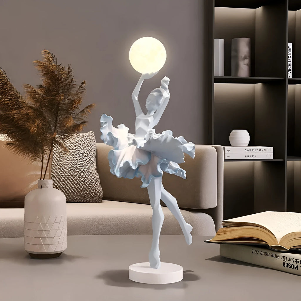 Art girl atmosphere small resin night lamp in black gold colour with USB charging cable