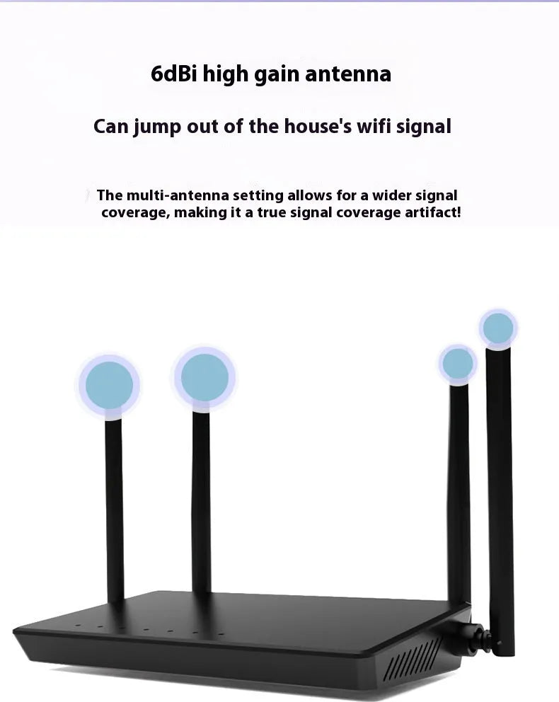 Portable bare metal WiFi router showing six ports including WAN, LAN, power and reset interfaces