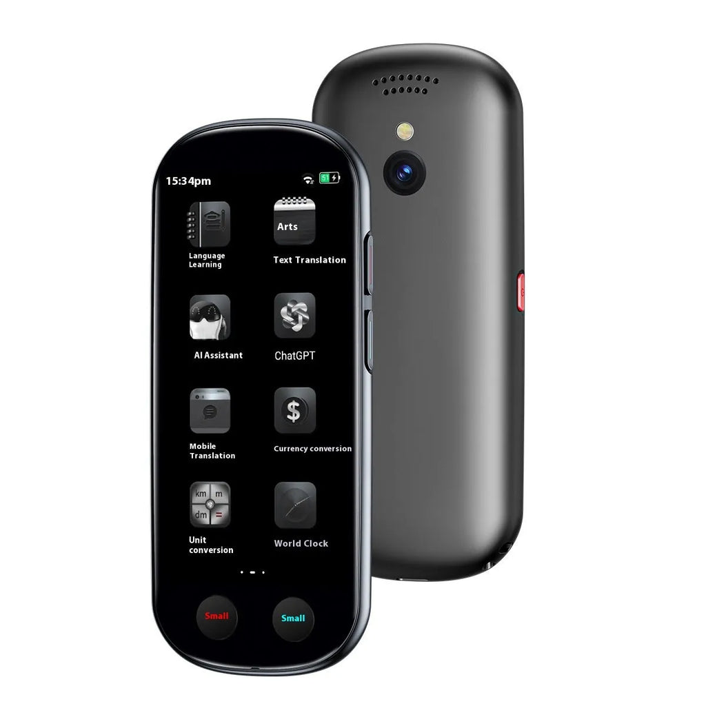 Black portable two-way simultaneous interpreter for business with lanyard