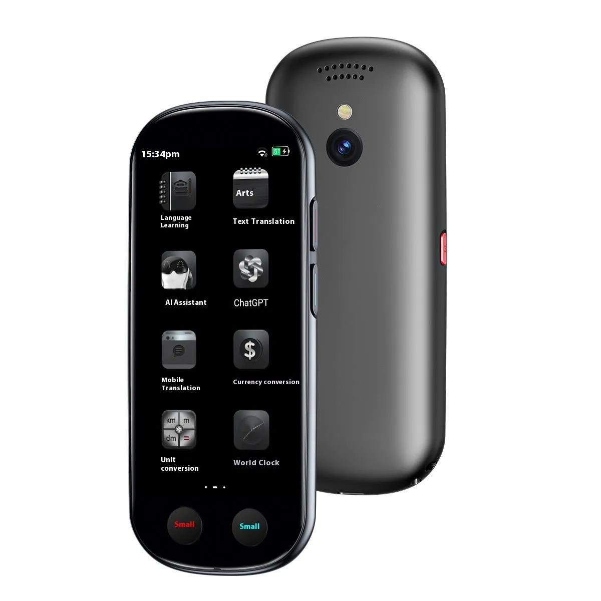 Black portable two-way simultaneous interpreter for business with lanyard