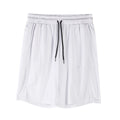 Men's black quick-dry mesh fitness shorts with elastic waistband and loose fit