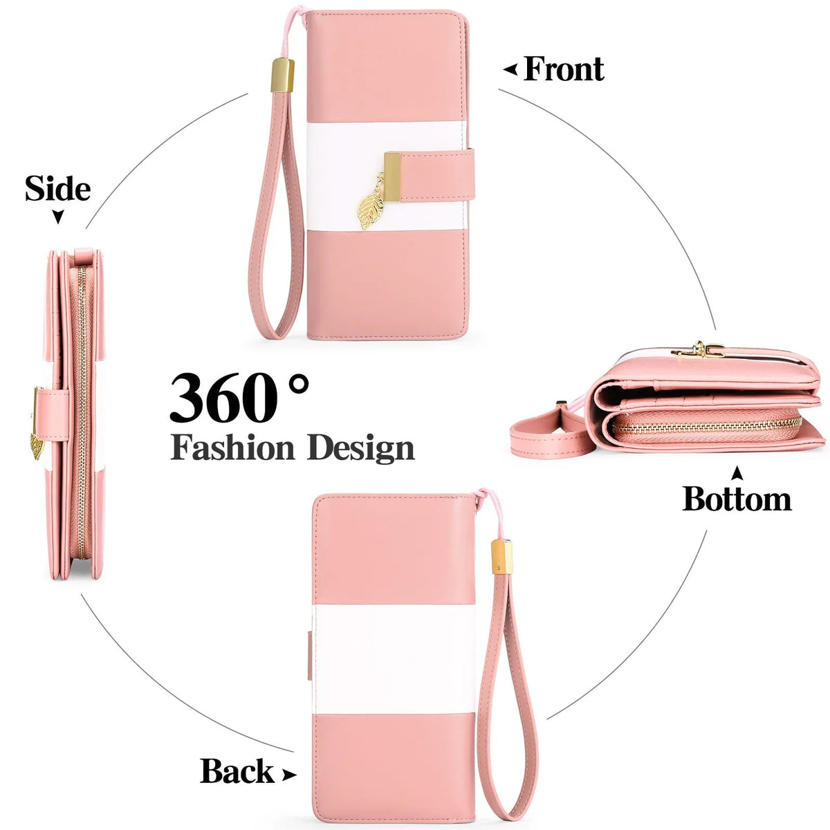 Lock-opening anti-theft clutch handbag in PU leather with microfiber lining, shown in caramel colour