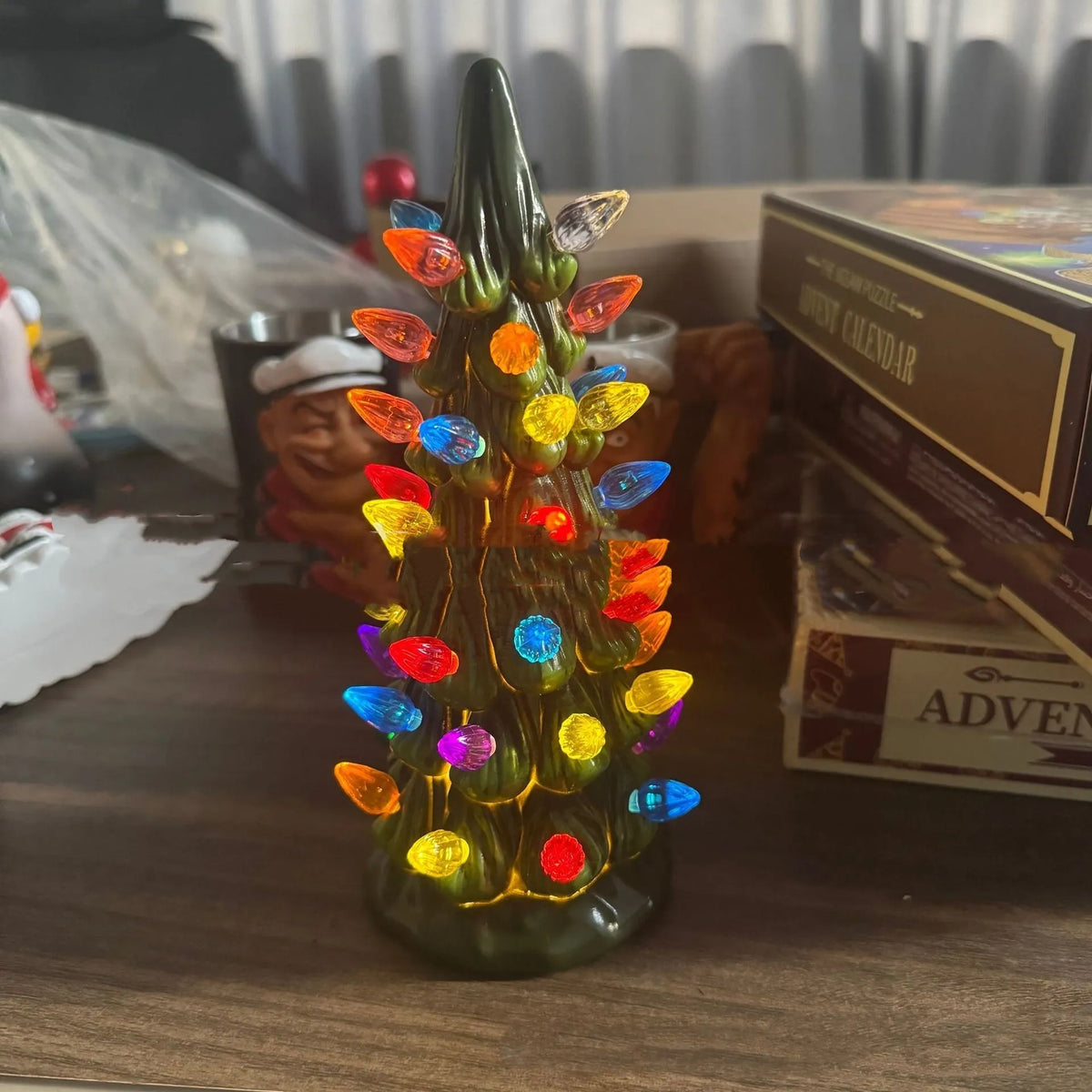 Resin Christmas tree decoration with lights in European style for holiday courtyard decor