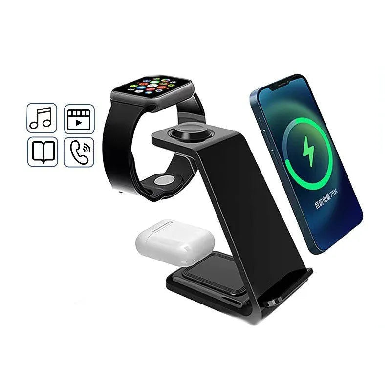 White upright wireless charging phone holder with dual coil technology and TYPE-C connection