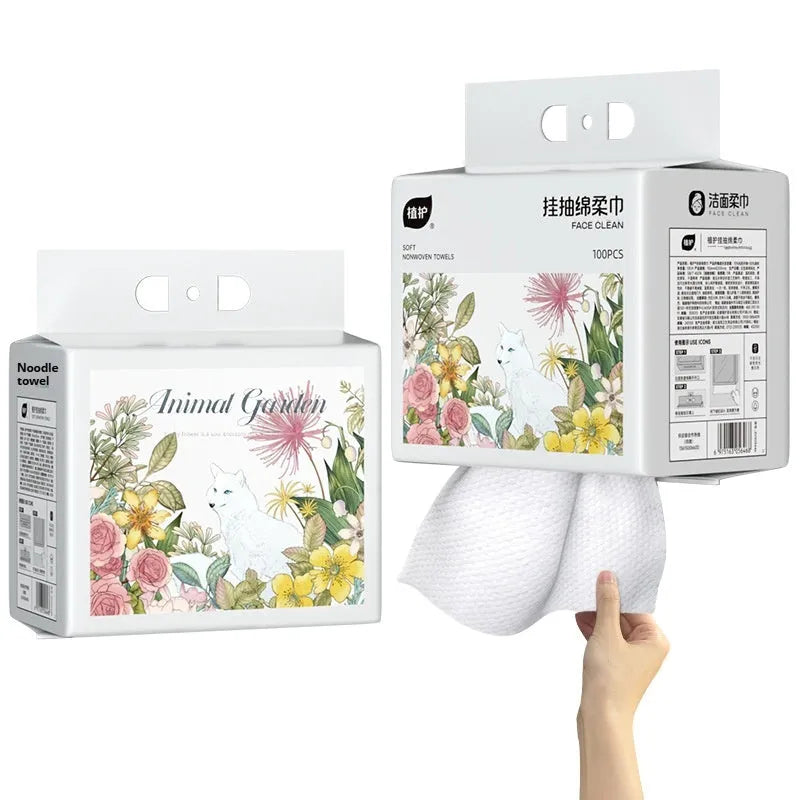 White disposable hanging towel roll with 100 thickened sheets for bathroom and kitchen use