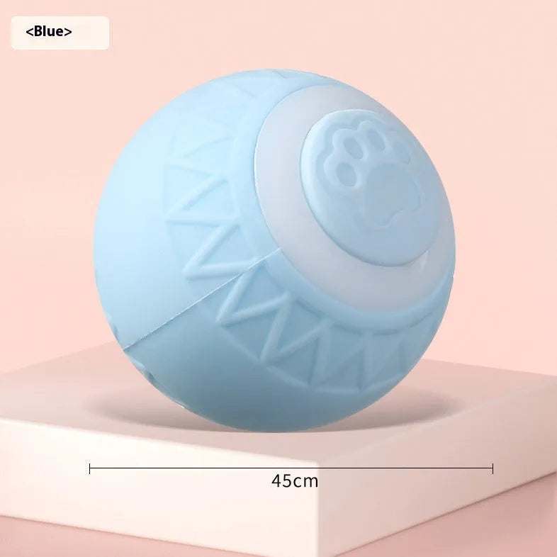Blue rechargeable smart cat toy ball that moves automatically for indoor feline entertainment