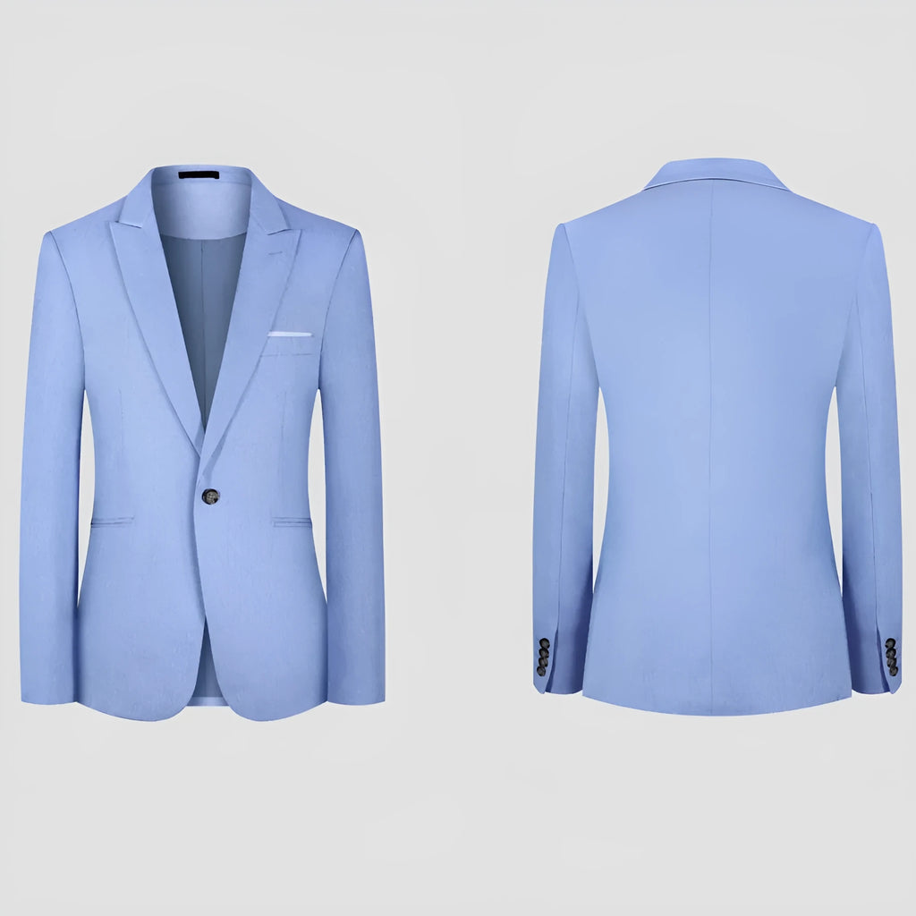 Men's casual Western style suit jacket in pink or light blue for spring summer wear