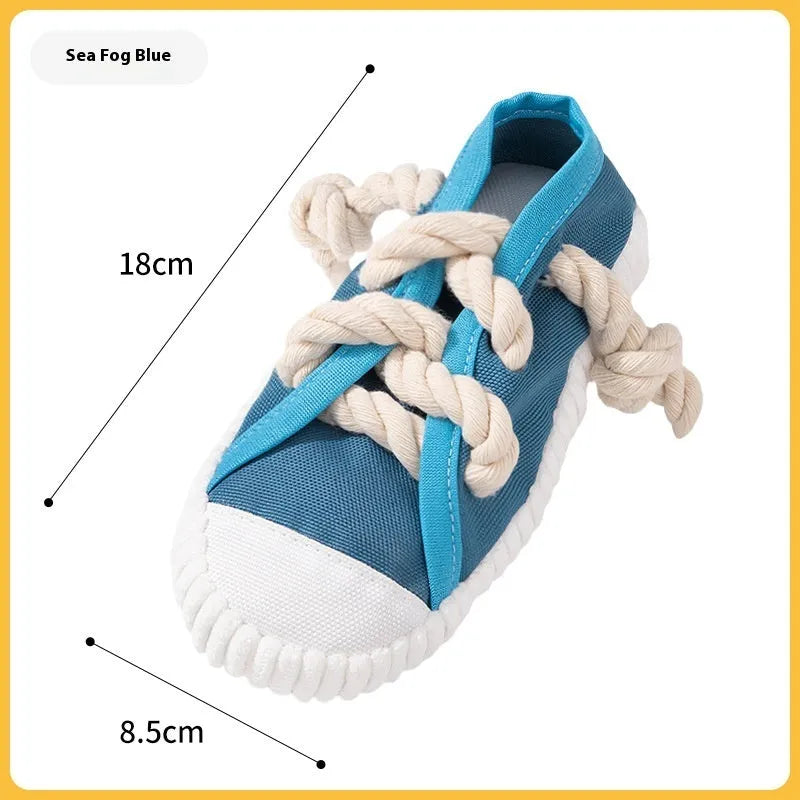 Plastic dog sound slippers chew toy with squeaker in three colour options