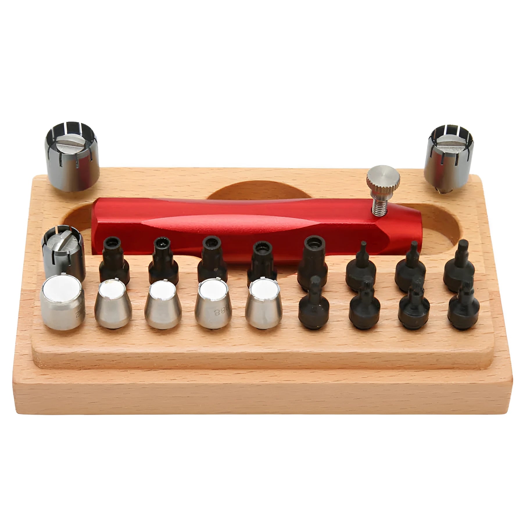 20-piece steel watch repair open tube tool set in storage case
