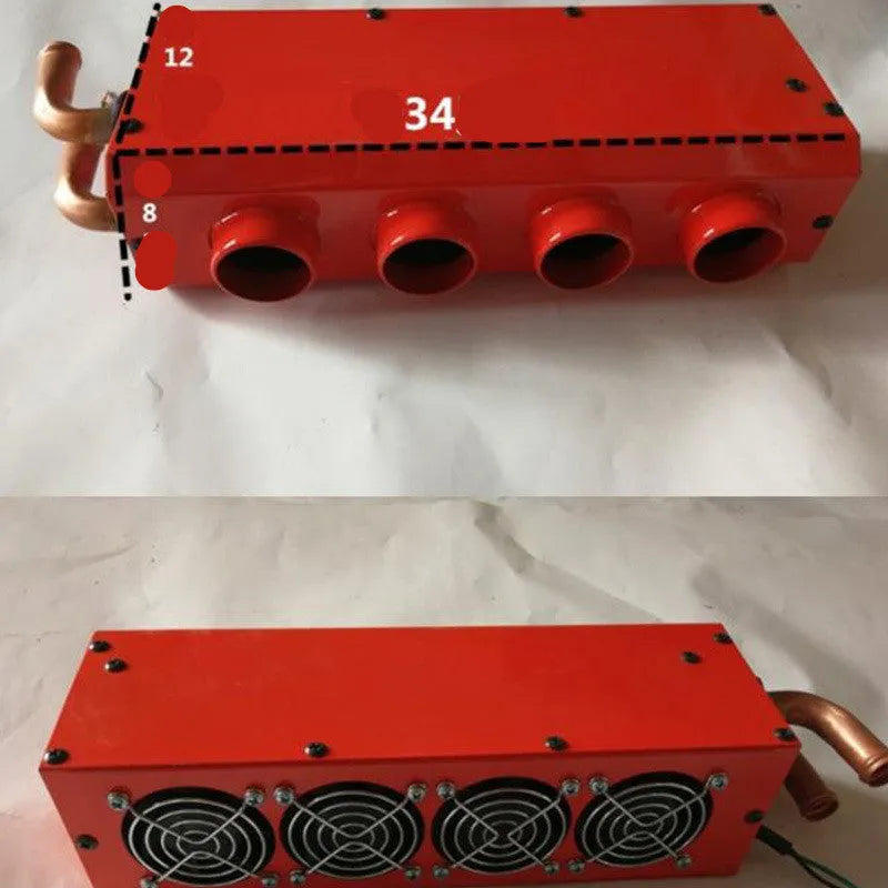 Metal car heater with four copper pipes for 12V and 24V vehicle heating systems