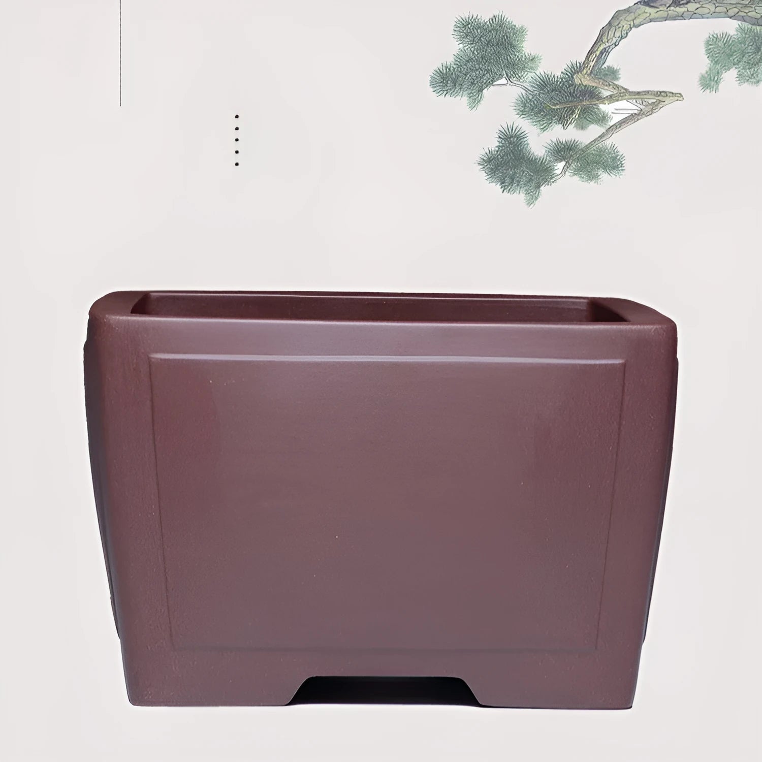 Square purple clay succulent bonsai pot in classical styling with multiple size options for tabletop or floor display