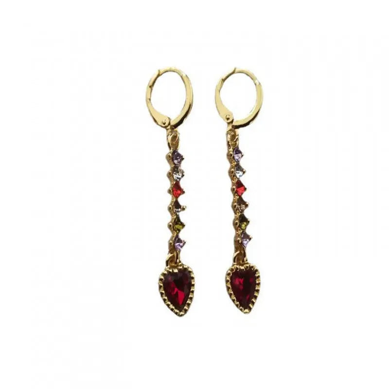 Women's heart-shaped alloy earrings in gold and silver electroplated colour options