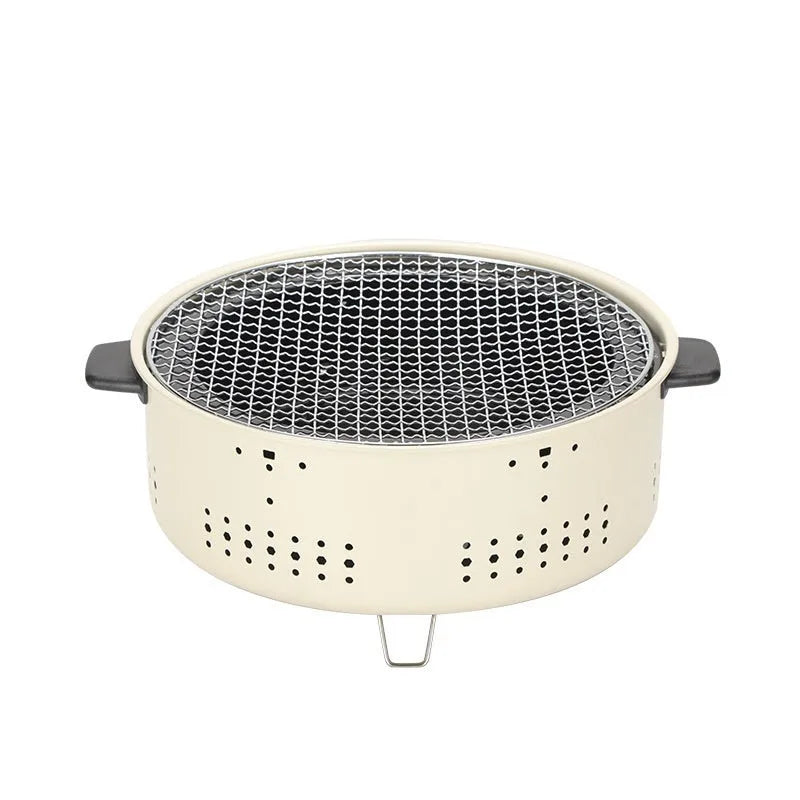 Portable indoor charcoal cooking stove with grill rack disk for 3-5 people