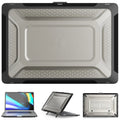 MacBook protective shell in cool black, starry sky grey, elegant apricot, and sapphire blue colours for Air and Pro models.