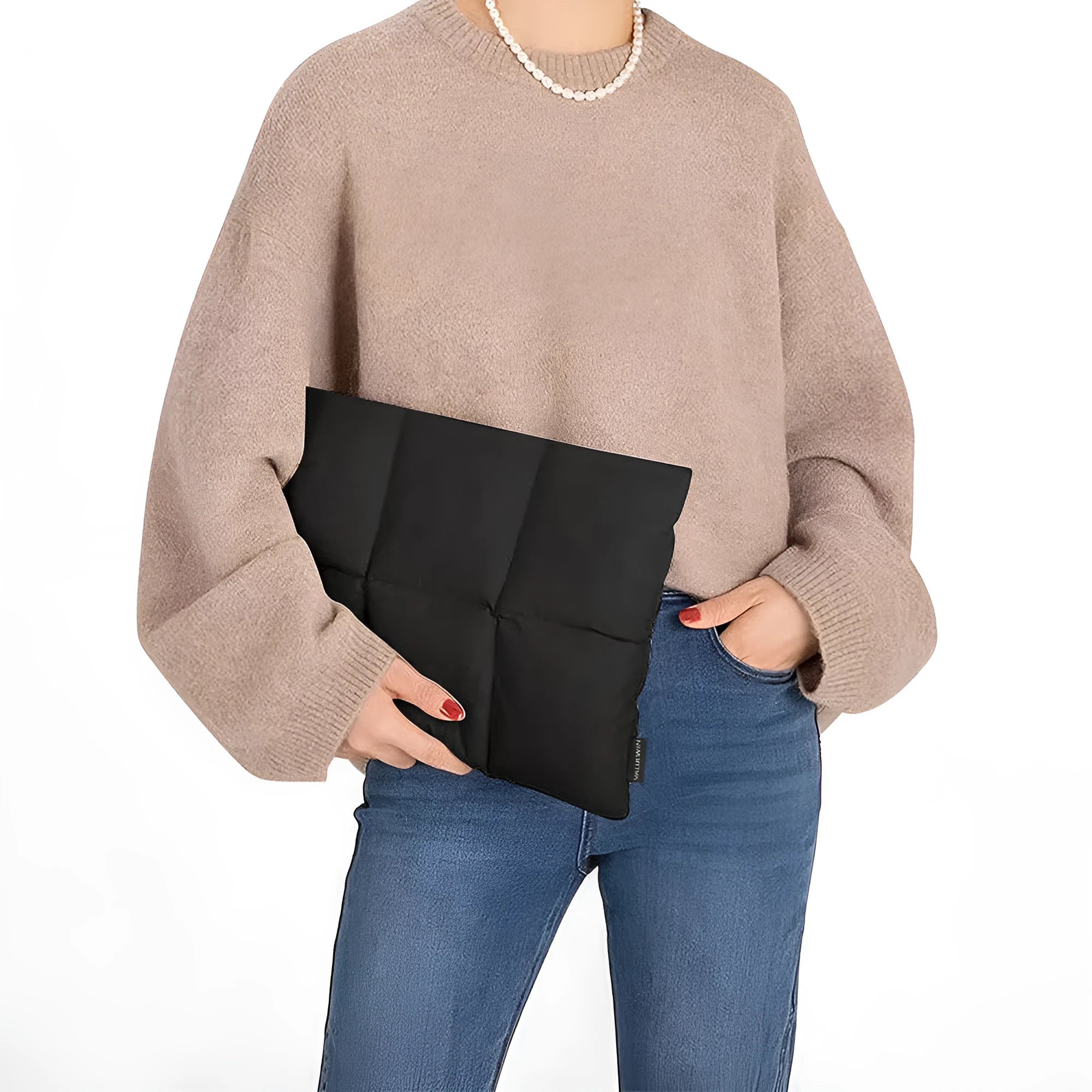 Soft polyester laptop sleeve in black with European retro stitching for 13-15.6 inch laptops