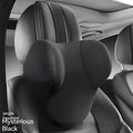 Memory foam automotive lumbar support pillow and matching headrest cushion in knitted fabric