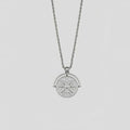Titanium steel sunflower necklace with embossed geometric pendant on hemp flowers chain in gold colour