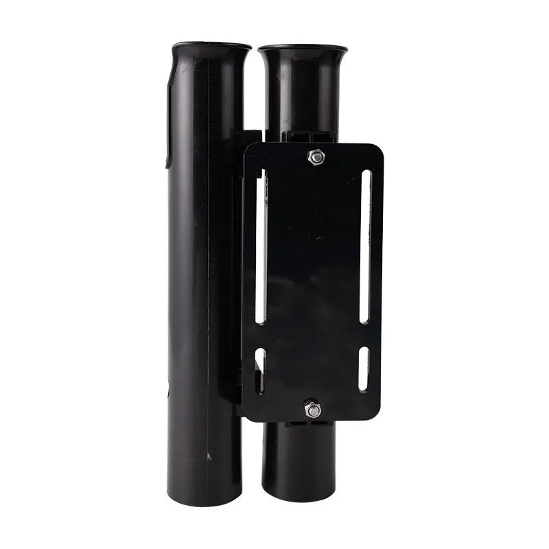 Carbon and plastic fishing rod rack with clamp mount for motorcycle or bicycle