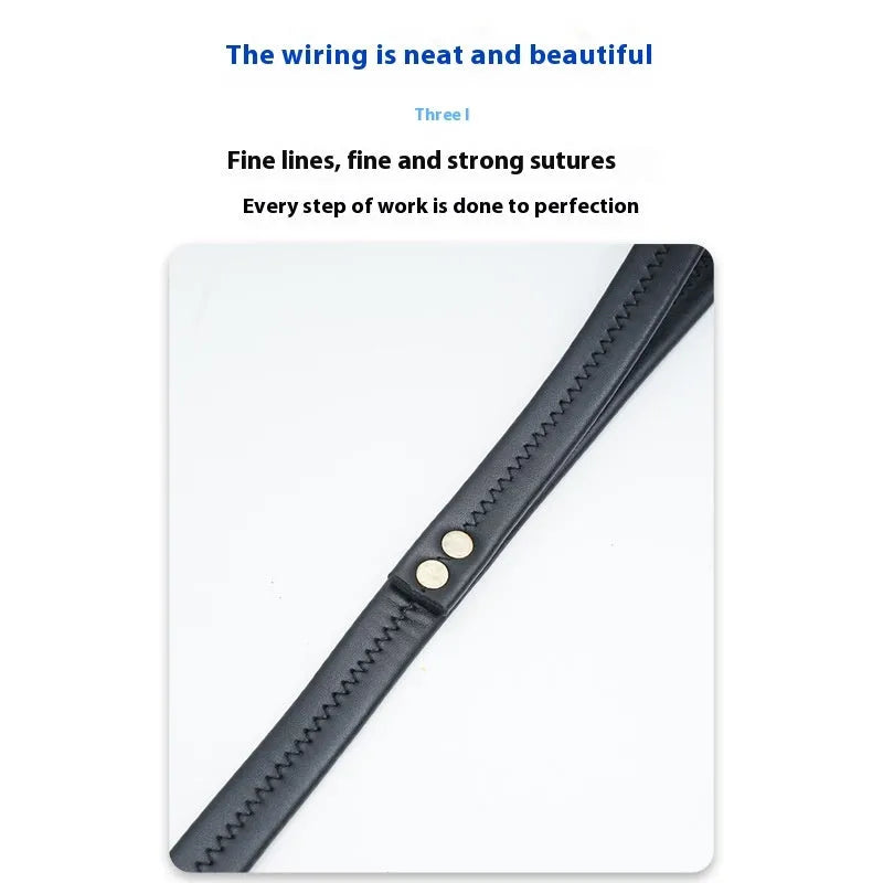 Black PU leather pet traction belt with metal clasps and adjustable length