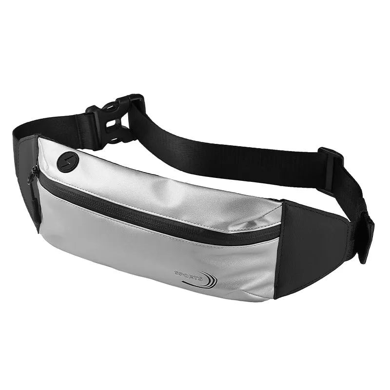 Men's waterproof sports waist bag in polyester Oxford fabric in black, blue or grey colours