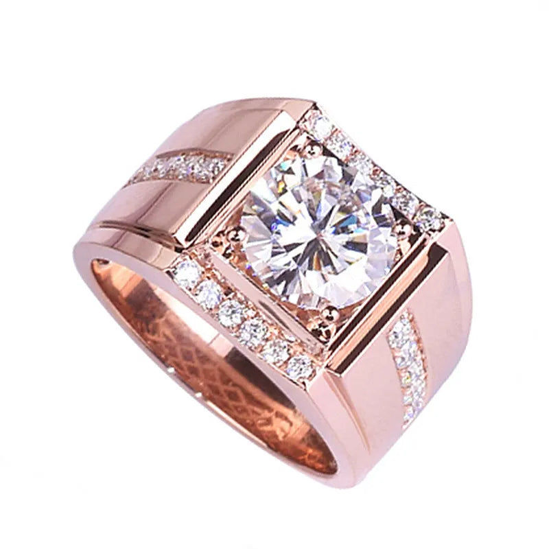 Adjustable open mouth men's ring with a diamond-shaped geometric design in a choice of metallic finishes.