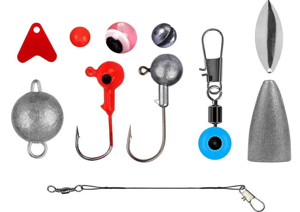 Weihe 257-piece fishing lure accessories set in black ABS organiser box with compartments
