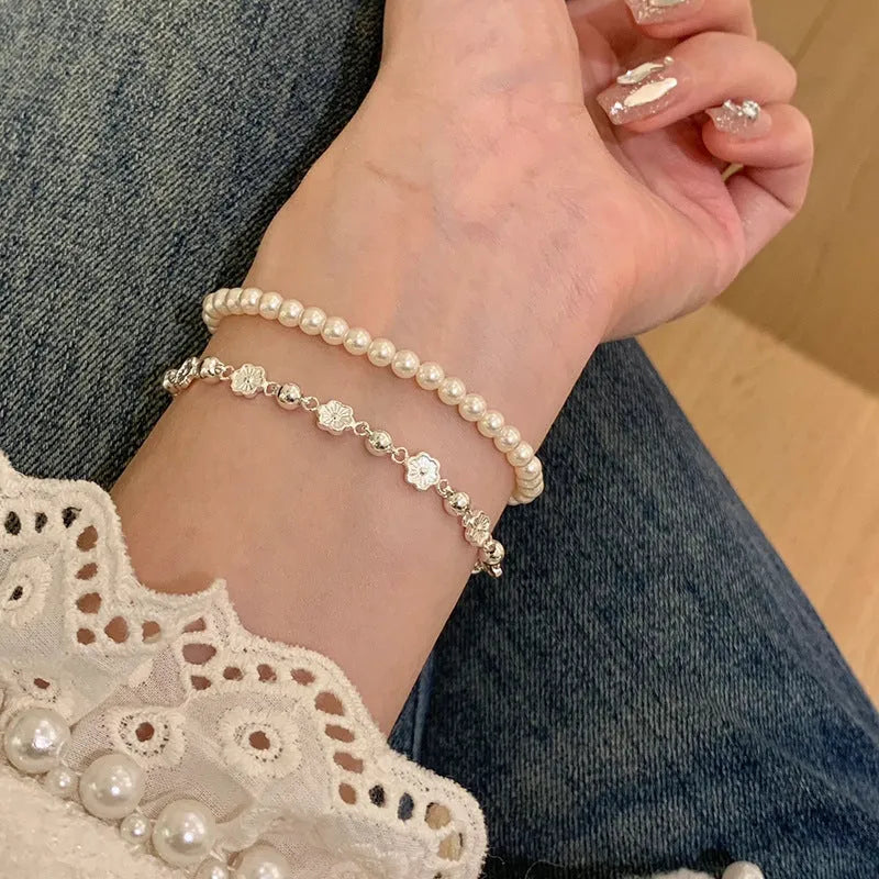 Women's peach heart chain bracelet with butterfly and rose details, alloy, geometric natural style