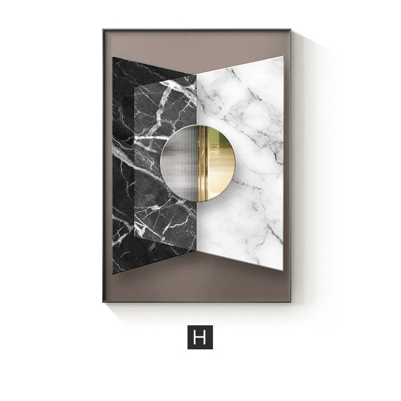 Abstract geometric pattern printed on canvas wall art poster in multiple size options
