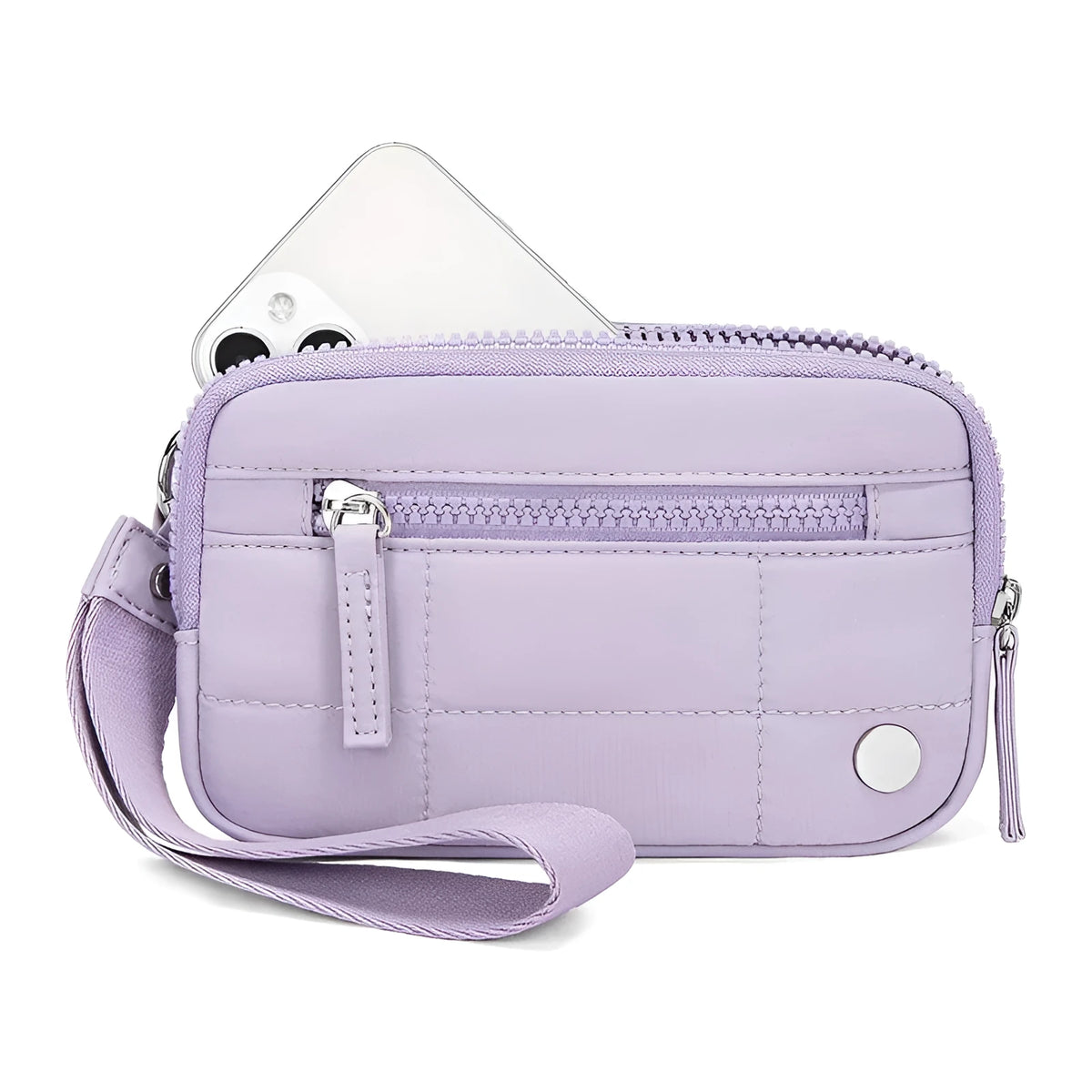 Waterproof quilted handbag with transparent deck section in urban simplicity style