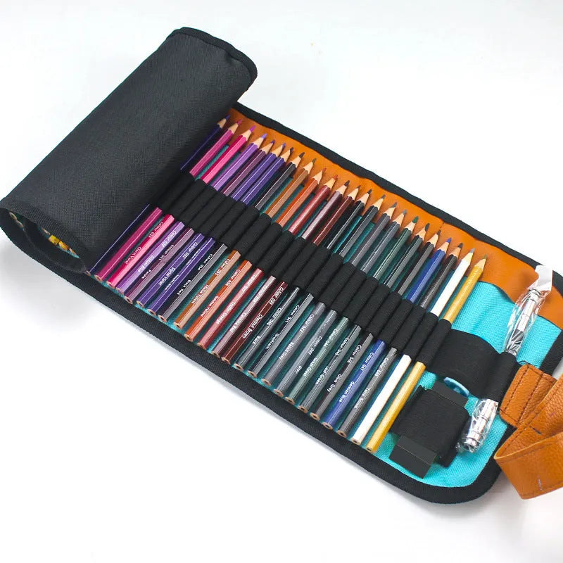 50 wooden coloured pencils in basswood storage case for oil painting artwork