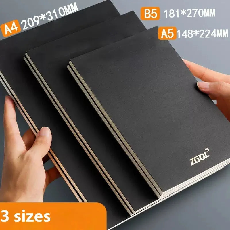 A4 A5 B5 writing pads showing horizontal line, grid and blank page options with 80 sheets