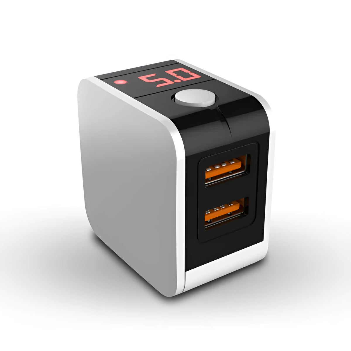 5V2A dual USB fast charger with digital display showing charging status