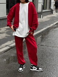 Long-sleeved coat and trousers two-piece set in loose fit street style design