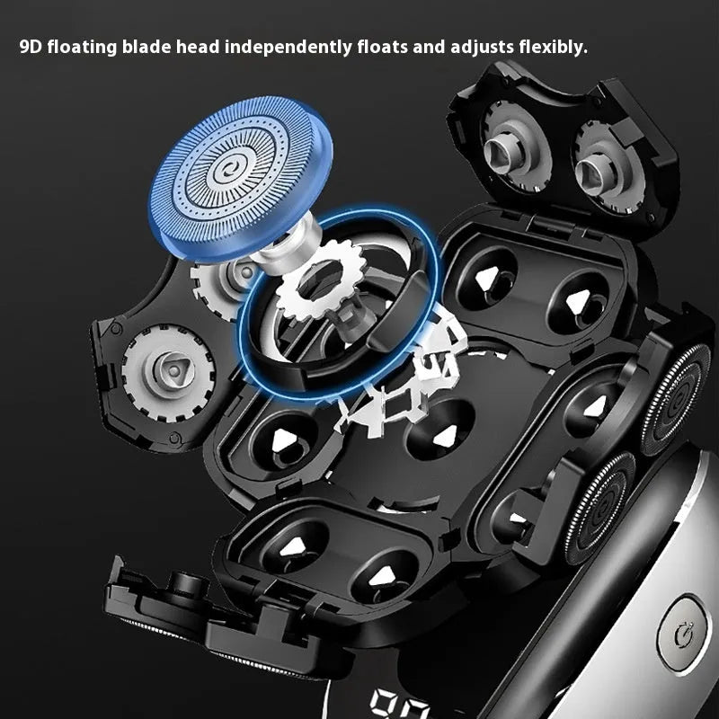 Black 6-in-1 rechargeable hair clippers shaver kit with multiple attachments on USB charging cable