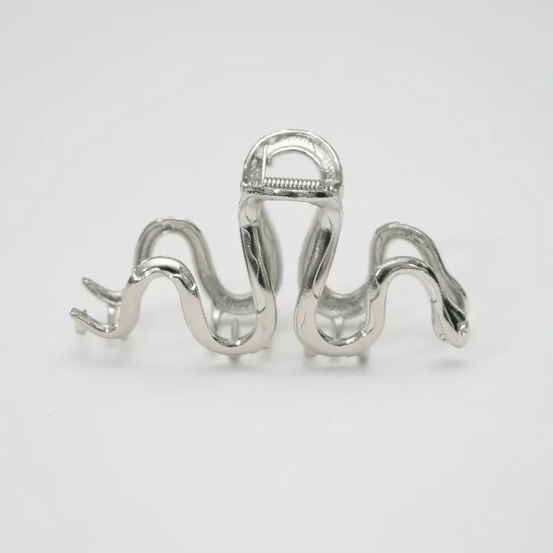 Slytherin serpentine snake design metal hair clip 10.5cm silver gun black electroplated finish