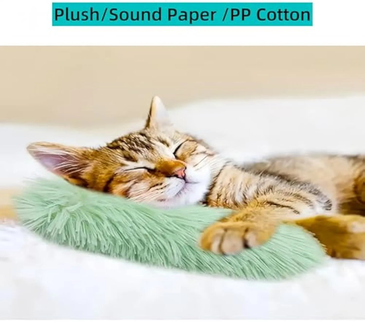 Interactive plush cat toy with crinkle sound and natural catnip filling in bright colours for indoor play