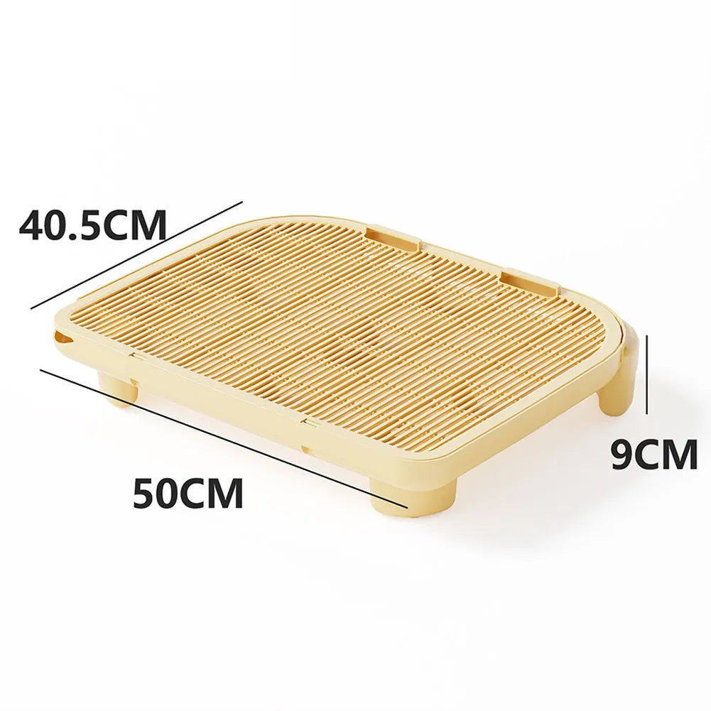 Square milk yellow cat litter mat with textured surface and silicone anti-slip feet