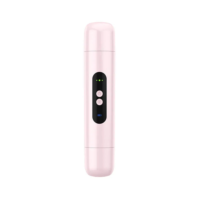 Pink and white electric depilator with floating blade system for body and armpit grooming