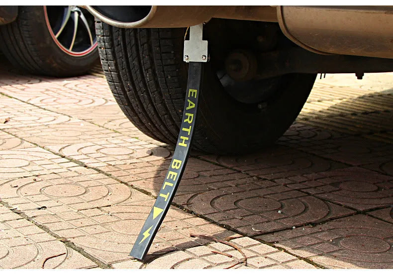 Black rubber car electrostatic belt with copper wire grounding chain, 370mm length for SUV and saloon vehicles