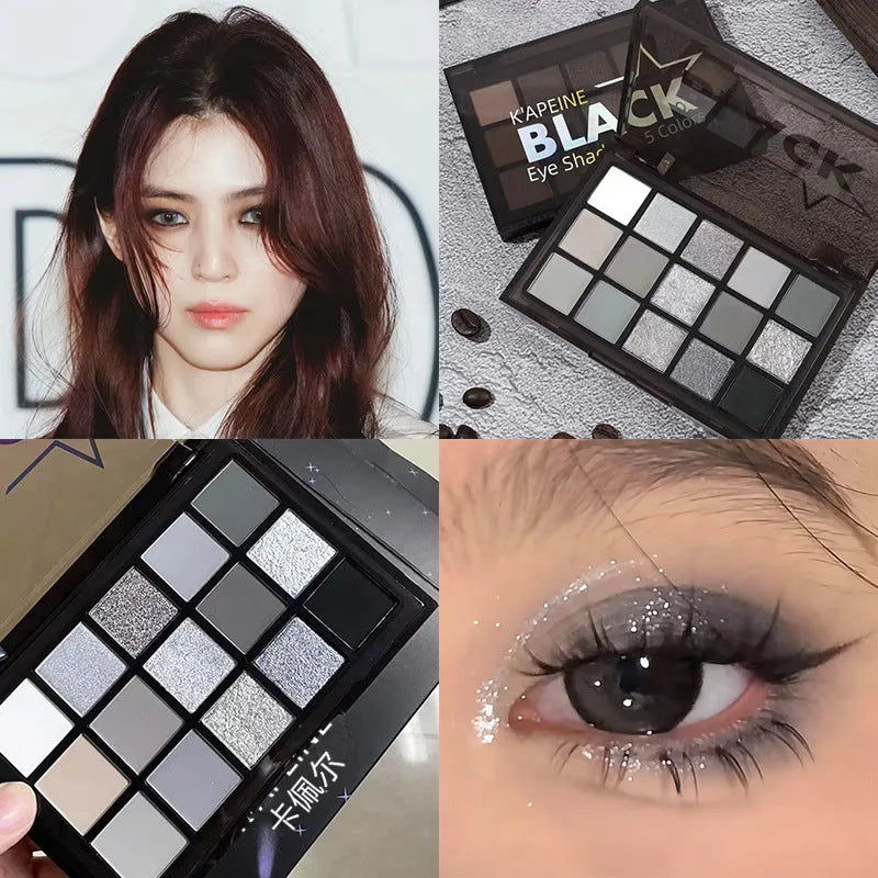 15-color night elf eyeshadow palette with brown blue matte shimmer makeup