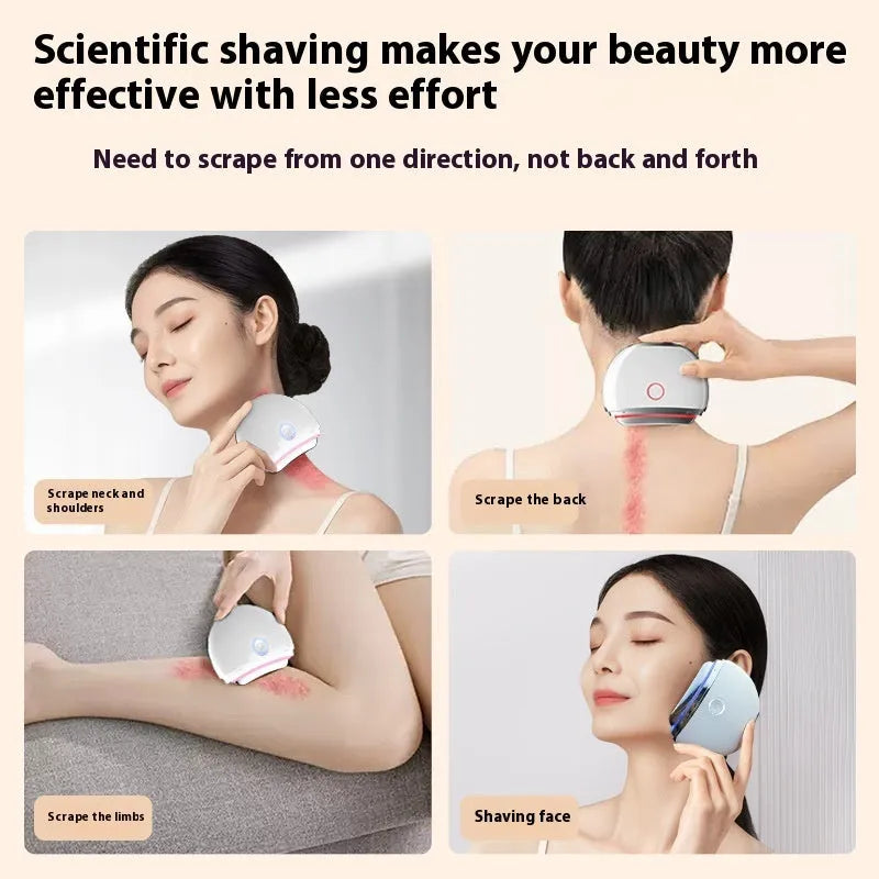 French pattern household electric scraping and IPL beauty device with colour light display.