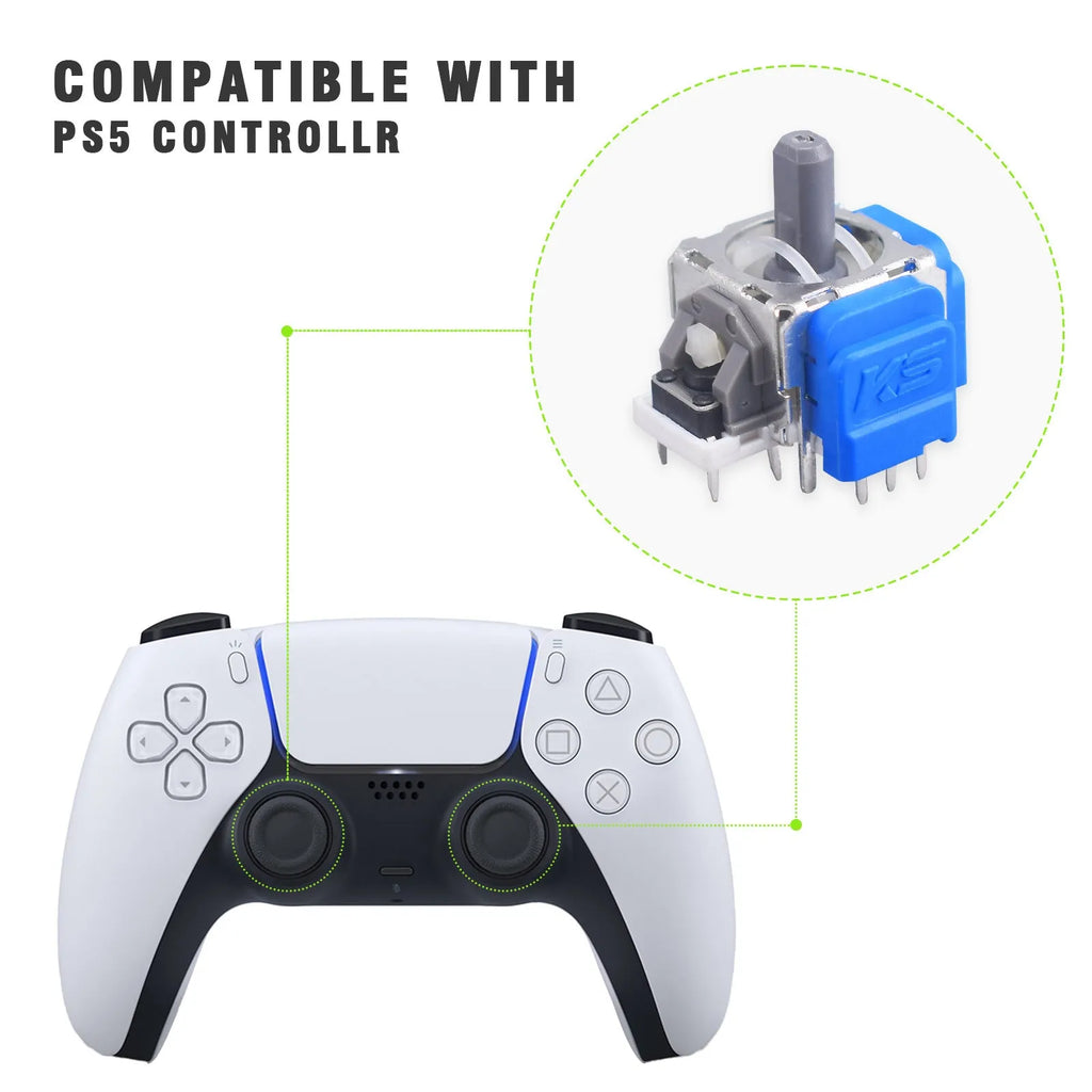 Black Hall effect magnetic joystick replacement module for gaming controllers.